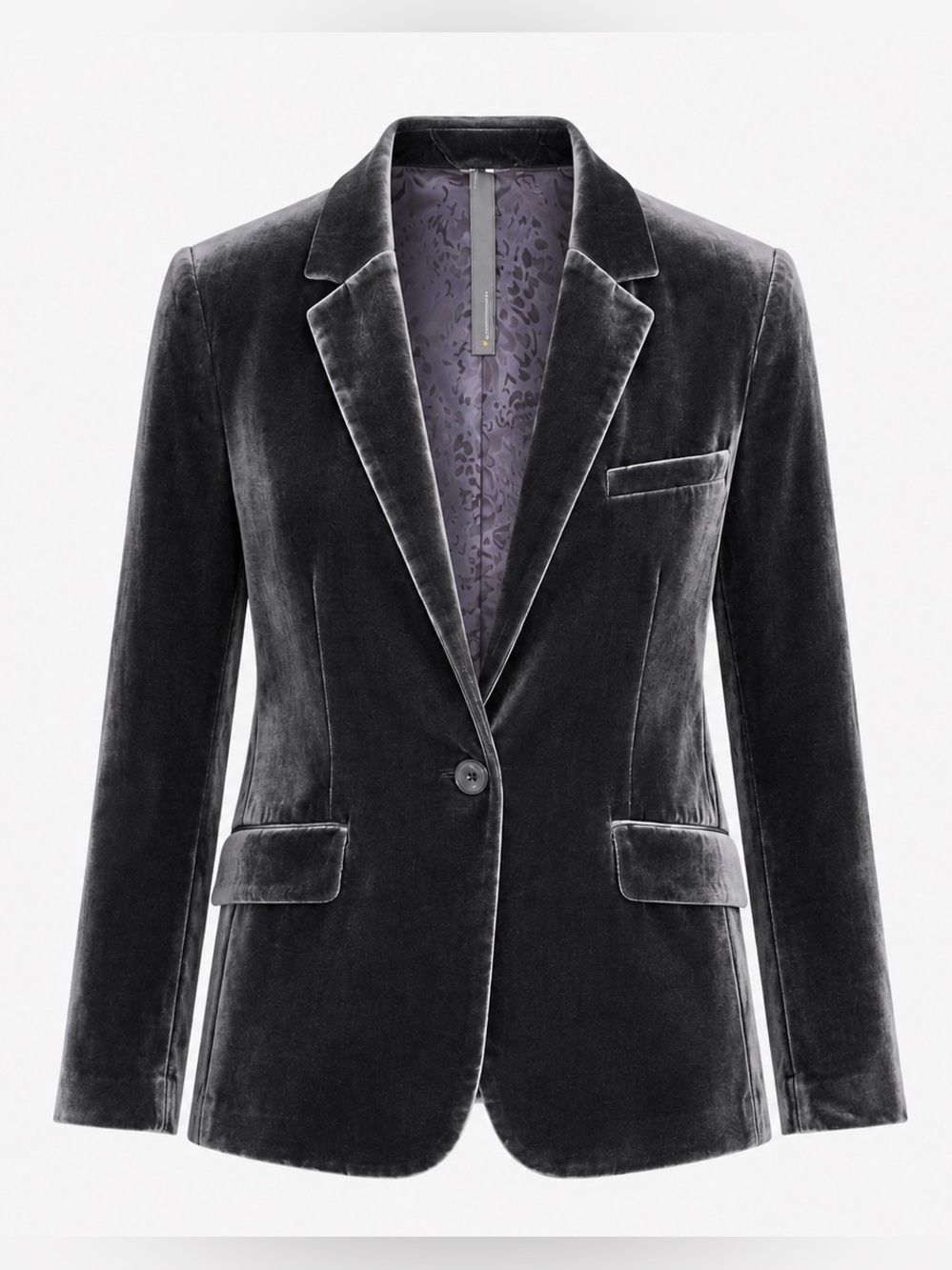 $158 ANTHROPOLOGIE Alessia Velvet Longline Blazer - Charcoal Gray - Size SM
